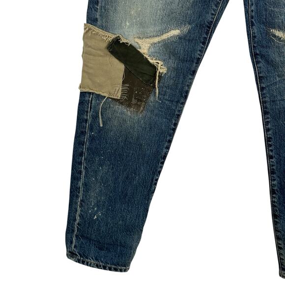 Adriano Goldschmied Patched Slouchy Jean SZ 27 Ex Boyfriend Slim Thrashed Blue - Picture 4 of 16